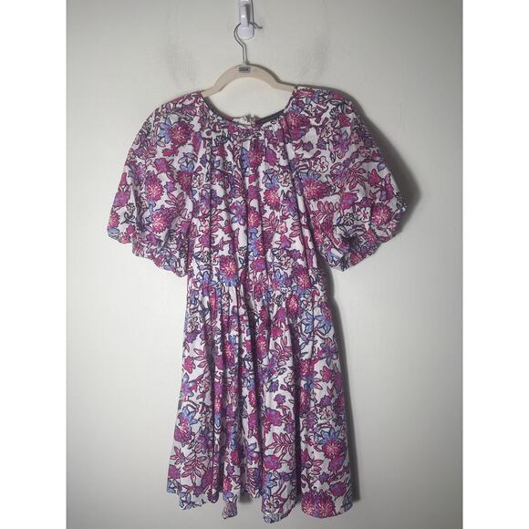 French Connection Purple Floral Puff Sleeve Knee Length Dress Sz XS - Picture 1 of 2
